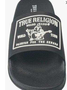 True Religion boys Black Logo Slide Sandals size 4